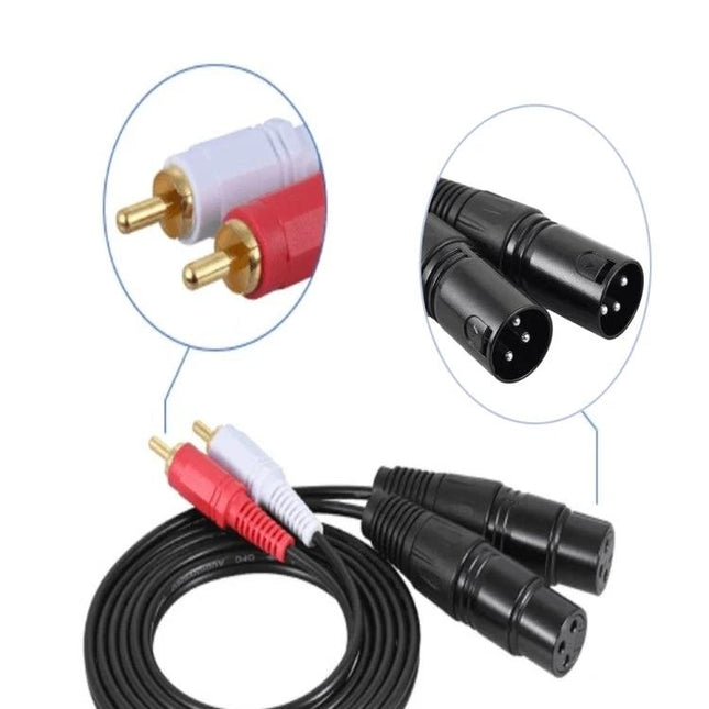 Cable for Connecting Home Audio Devices Easily - RCA to XLR audio cable with two RCA male to two XLR male connectors for home theater and stereo
