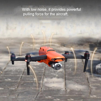Autel EVO II Replacement Propeller Blades for Drone Use shown on orange EVO II drone in flight demonstrating low-noise, powerful thrust