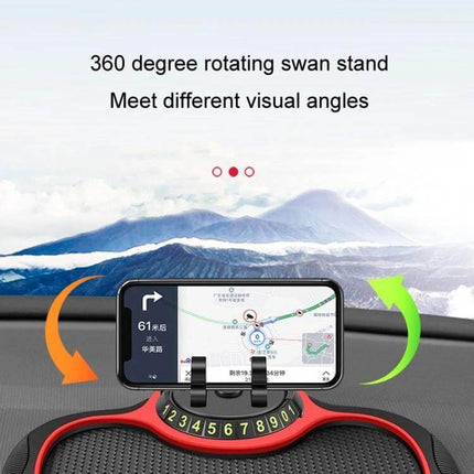 Car Center Console Phone Mat With Hidden Parking Number Plate on dashboard showing phone holder, non-slip mat and retractable number plate display