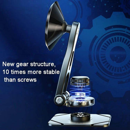 D29 Metal Car Phone Holder Foldable For Dashboard Use showing foldable metal arm, magnetic mount, and gear structure with base