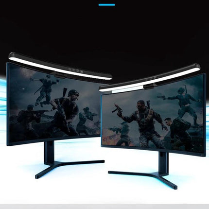 Curved Screen Hanging Lamp for Home Computer Desk Use clipped on curved gaming monitors to illuminate keyboard and documents while reducing screen glare