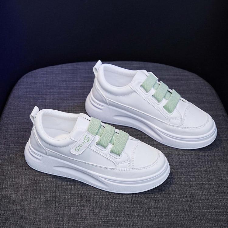 Breathable White Spring Running Sneakers with Sticky Elastic Design