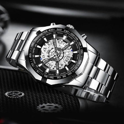 BINBOND Luminous Waterproof Quartz Watch for Daily Wear - stainless steel luminous dial waterproof quartz watch for commuting and outdoor use