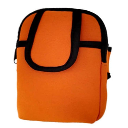 Waterproof Neoprene Arm Bag for Phone Storage in bright orange with black trim, compact hands-free forearm pouch