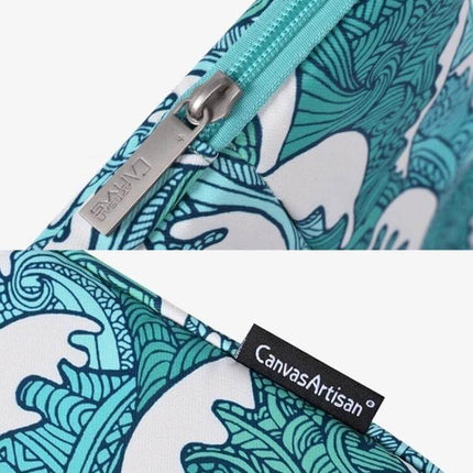 PU Leather Laptop Sleeve Bag for 11-15 Inch Devices turquoise zipper and CanvasArtisan tag, waterproof wear-resistant protective sleeve