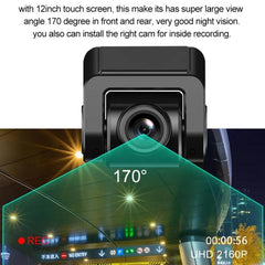 S33 2.5K Advanced Triple Lens Dash Cam with 12-Inch Touchscreen and Smart Features