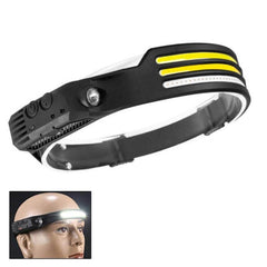 Rechargeable COB LED Headlamp with Motion Sensor for Outdoor Activities and Fishing