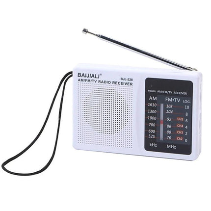 Baijiali Retro Portable FM AM Radio for Everyday Use compact white retro AM FM portable radio with telescopic antenna and wrist strap