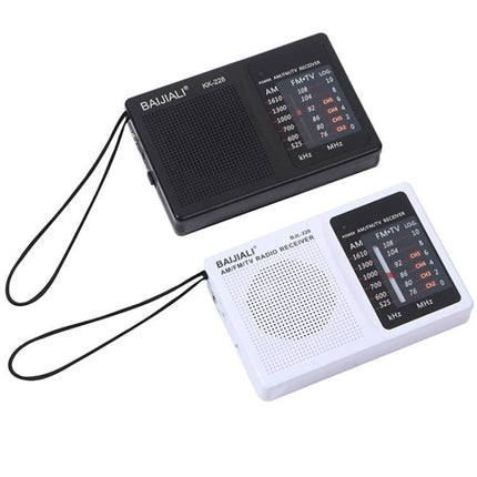 Baijiali Retro Portable FM AM Radio for Everyday Use compact black and white portable radios with wrist strap for kitchen garden camping
