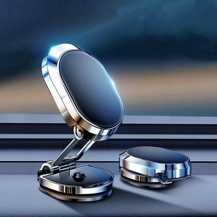 Car Magnetic Phone Holder Foldable With 360 Degree Rotation Black - compact foldable magnetic car phone mount in black, ABS PC silicone, 360° rotation