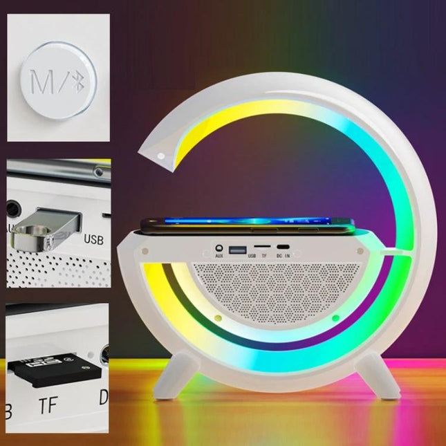 Ambient Light Speaker With LED For Bedside Relaxation - compact Bluetooth LED mood lamp with phone dock