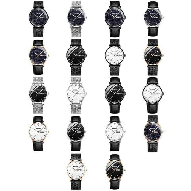 BINBOND Luminous Starry Design Watch for Everyday Wear - multiple color and strap variants in grid showing luminous starry dials