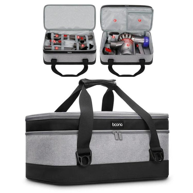 Baona Storage Bag for Dyson Vacuum Cleaner Accessories neatly organized with tools inside, durable Oxford cloth travel case