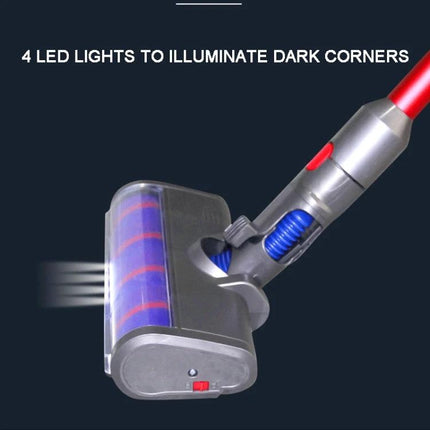Dyson Compatible Soft Velvet Floor Brush for Vacuum Cleaning showing LED lights and swivel joint for hard floors and edges
