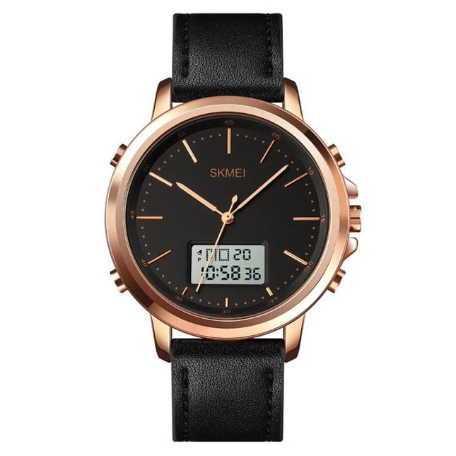 SKMEI Men's Dual Movement Leather Sports Watch for Daily Use