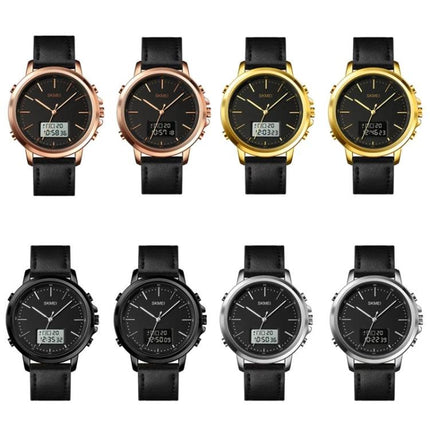 SKMEI Men's Dual Movement Leather Sports Watch for Daily Use