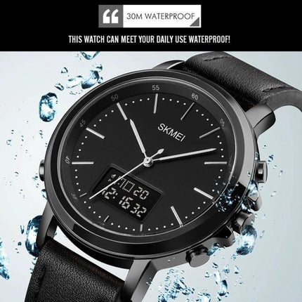 SKMEI Men's Dual Movement Leather Sports Watch for Daily Use