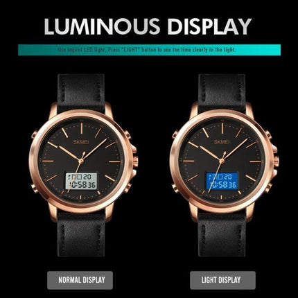 SKMEI Men's Dual Movement Leather Sports Watch for Daily Use