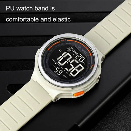 SKMEI Waterproof Luminous Outdoor Sports Watch for Daily Use white PU band digital display luminous LED 50m waterproof