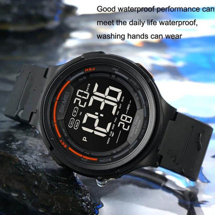 SKMEI Waterproof Luminous Outdoor Sports Watch for Daily Use – black digital luminous 50m waterproof sports watch on wet surface