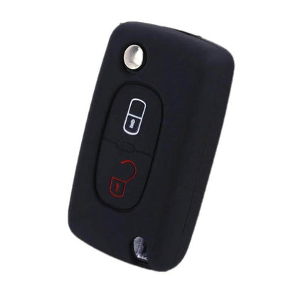 Car Key Cover For Peugeot, Protects Keys From Scratches - black silicone key fob cover for Peugeot 206/207 and compatible Citroen models