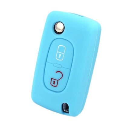 Car Key Cover For Peugeot, Protects Keys From Scratches - light blue silicone cover for Peugeot 206/207 and compatible Citroen key fobs