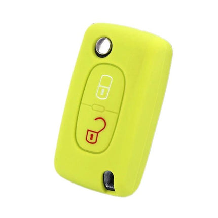 Car Key Cover For Peugeot, Protects Keys From Scratches - lime silicone protector for Peugeot 206/207 key fob with easy-slide fit and preserved button access