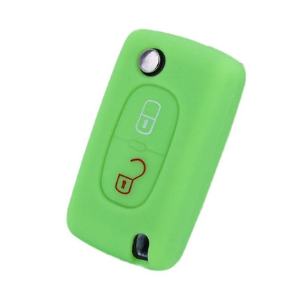 Car Key Cover For Peugeot, Protects Keys From Scratches - green silicone protective cover for Peugeot 206/207 and compatible key fobs
