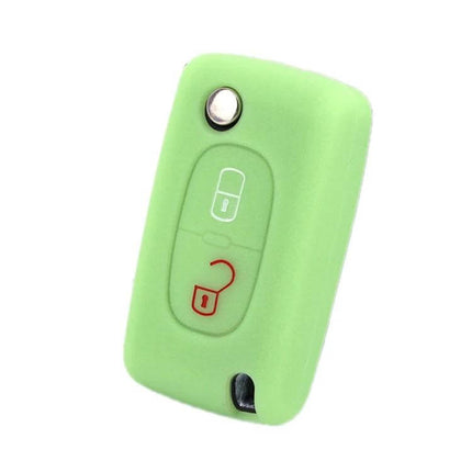 Car Key Cover For Peugeot, Protects Keys From Scratches - green silicone cover for Peugeot 206/207 and compatible Citroen key fobs