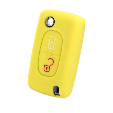 Car Key Cover For Peugeot, Protects Keys From Scratches - yellow silicone key fob cover for Peugeot 206/207 and compatible Citroen models