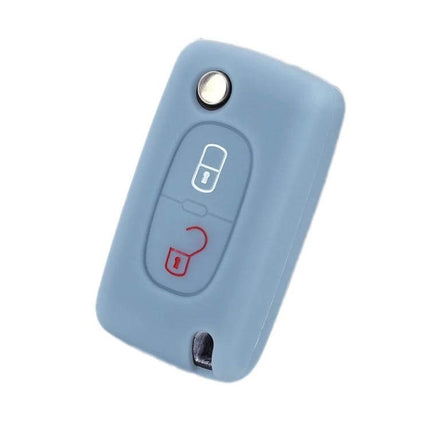Car Key Cover For Peugeot, Protects Keys From Scratches - light blue silicone cover for Peugeot 206/207 and compatible Citroen key fobs