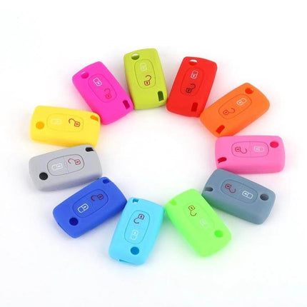 Car Key Cover For Peugeot, Protects Keys From Scratches - colorful silicone key fob covers for Peugeot 206/207 and compatible Citroen models