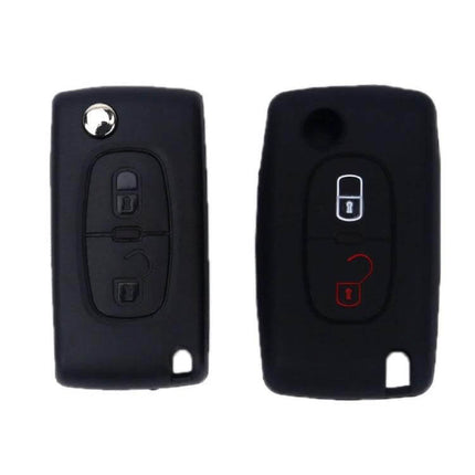 Car Key Cover For Peugeot, Protects Keys From Scratches - black silicone cover for Peugeot 206/207 and compatible Citroen key fobs