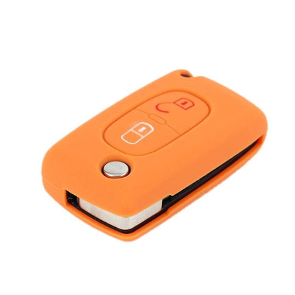 Car Key Cover For Peugeot, Protects Keys From Scratches - orange silicone Peugeot 206/207 key fob cover