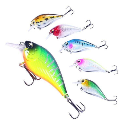 Hengjia Little Fatty Floating Lure 7cm For Freshwater Fishing, colorful 7cm floating plastic crankbaits displayed on white background