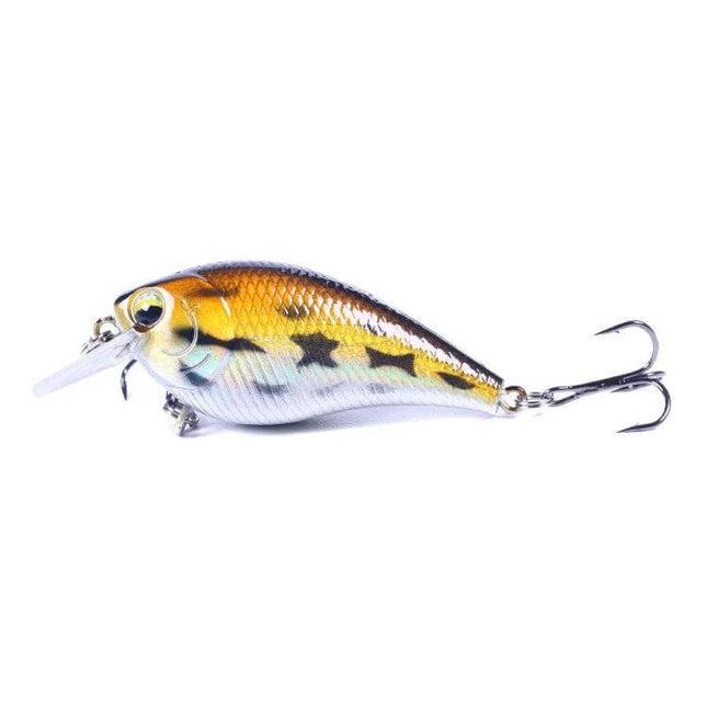 Hengjia Little Fatty Floating Lure 7cm For Freshwater Fishing - 7cm 9.5g floating plastic crankbait with realistic swim and bright gold pattern