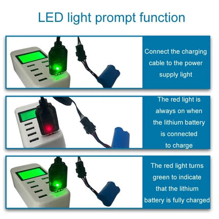 USB Charging Cable for 18650 Lithium Batteries in Home Appliances with LED indicator showing charging and fully charged status