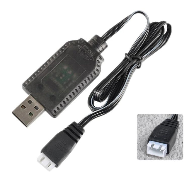 7.4V Lithium Battery USB Charger for Toys and Appliances black USB charger cable with connector for toy batteries, compact portable charger