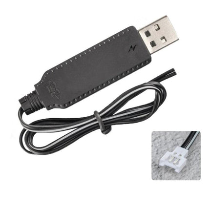 USB Charging Cable with Smart Chip for Toys and RC Aircraft — black USB-to-battery connector cable for RC cars, drones and toys