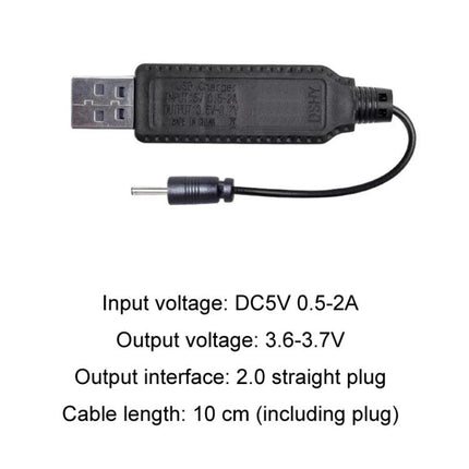 Charging Cable for Battery-Operated Toys and Home Appliances with Protection - USB to 2.0 straight plug, DC5V input, 3.6-3.7V output, 10cm cable