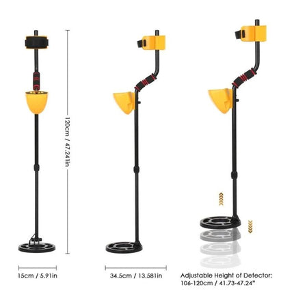 Handheld Metal Detector for Finding Buried Metals Outdoors - adjustable outdoor detector with coil, armrest, and simple interface