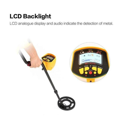 Handheld Metal Detector for Finding Buried Metals Outdoors with LCD backlight display and audio signals for beach and park treasure hunting