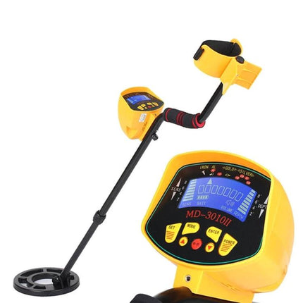 Portable Underground Metal Detector for Outdoor Exploration - yellow 8-inch coil treasure hunting detector with LCD display and armrest