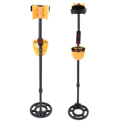 Portable Underground Metal Detector for Outdoor Exploration - yellow handheld detector with 8-inch coil for treasure hunting on beach, park, field