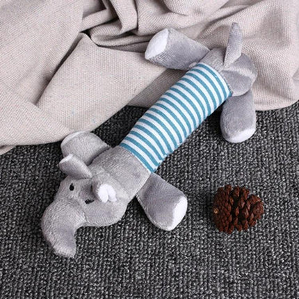 Cute Plush Toys for Pets During Everyday Home Playtime - gray elephant plush toy with striped body for soft safe indoor play