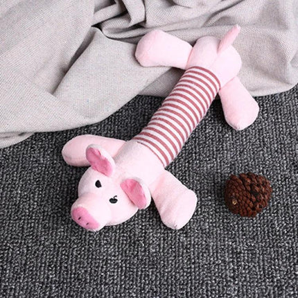 Cute Plush Toys for Pets During Everyday Home Playtime - pink striped pig plush dog and cat toy for soft indoor play