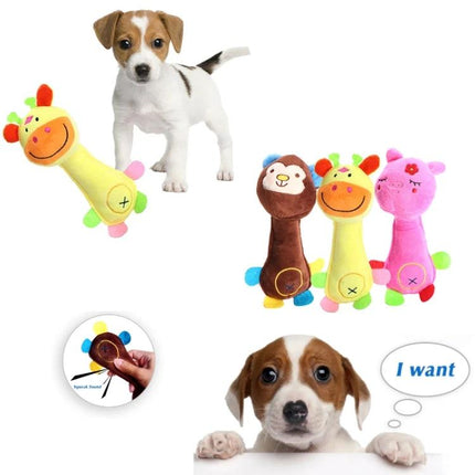 Plush Toys for Daily Dog Play and Teething Fun puppy chewing colorful soft plush animal toys for teething and playtime
