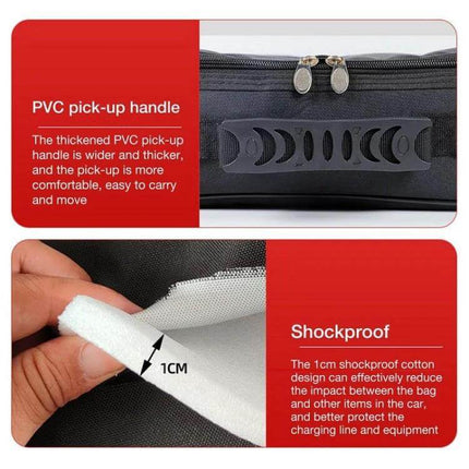 Electric Car Fireproof Charger Storage Bag for Cords with PVC pick-up handle and 1cm shockproof cotton padding, waterproof and fireproof protection