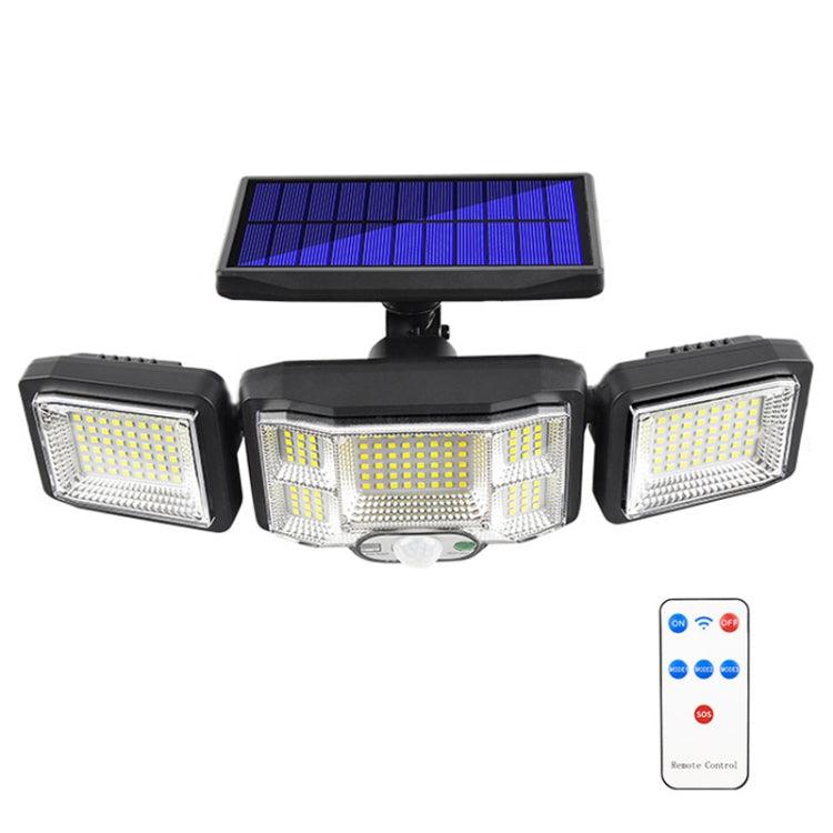 Lámpara solar de pared con control remoto, luz LED con sensor de triple rotación, luz de inundación