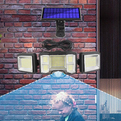 Lámpara solar de pared con control remoto, luz LED con sensor de triple rotación, luz de inundación